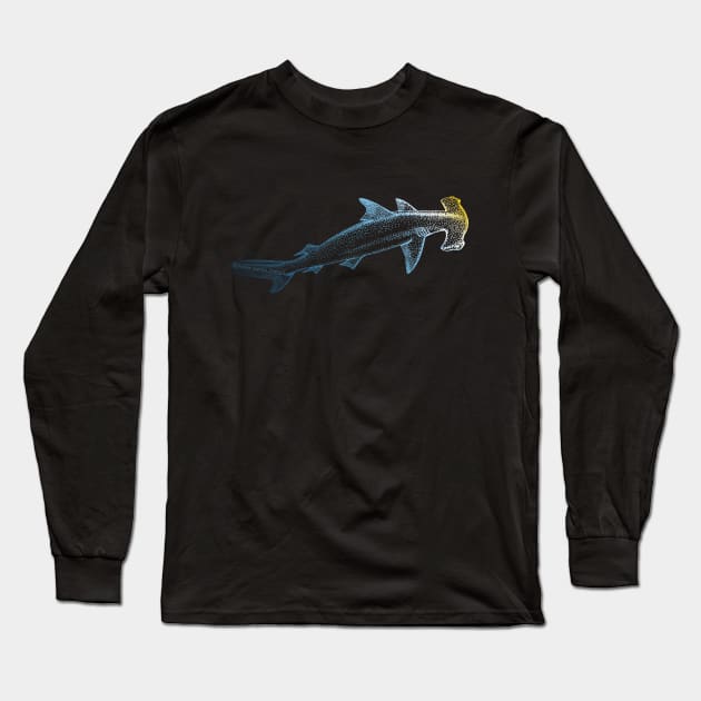 Beautiful Colors Swimming Hammerhead Shark Lovers Long Sleeve T-Shirt by Dibble Dabble Designs